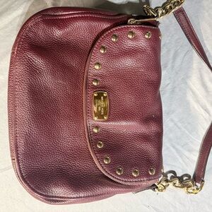 Michael Kors Burgundy Crossbody Bag with Gold Accents